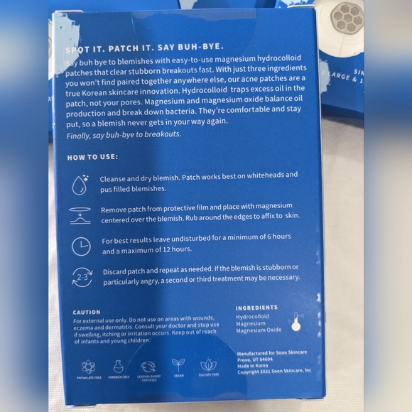 10 Boxes Soon Skincare Magnesium Hydrocolloid Acne Patches - Picture 6 of 11